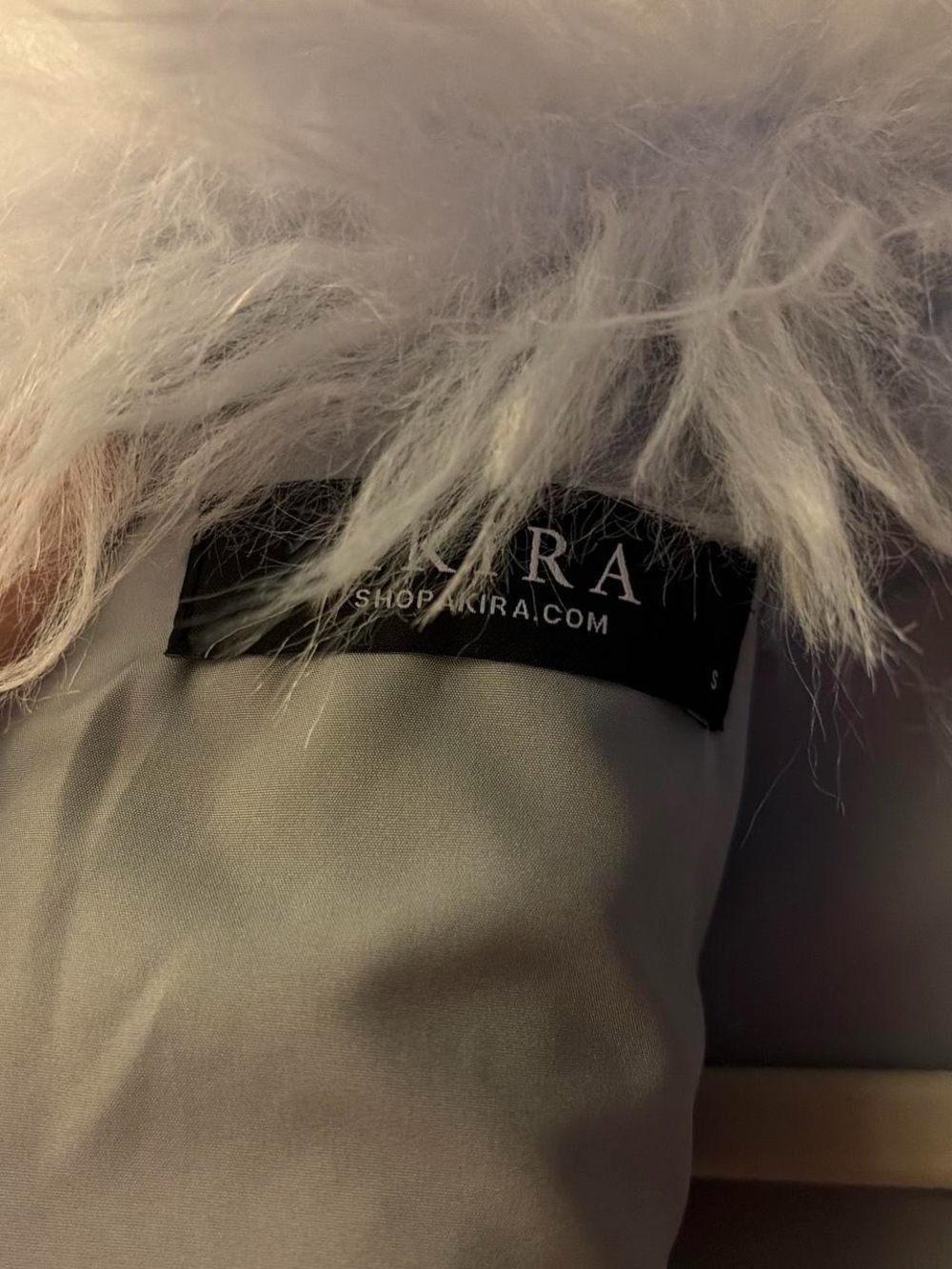 AKIRA Light Blue Faux Fur Trim Vest - Picture 2 of 3
